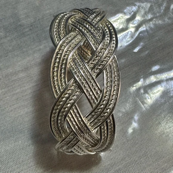 925 Elegant Silver Braided Bracelet - Picture 2 of 5